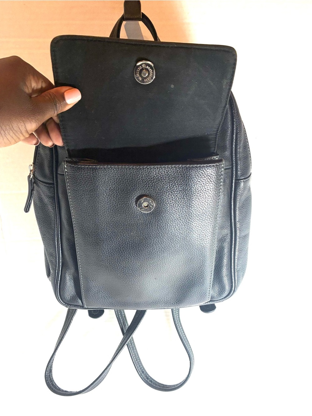 Tignanello Black Genuine Leather Women’s Backpack Purse Classic Older Style - Picture 3 of 14